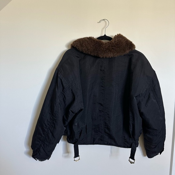 VINTAGE 90s Lizwear Liz Claiborne Bomber Jacket, Black Aviator • Medium Petite - Picture 3 of 7